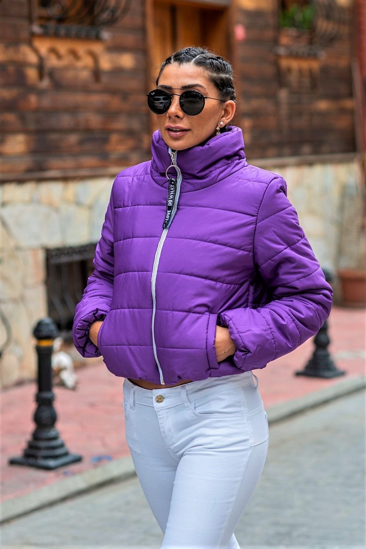 Dark purple puffer best sale jacket