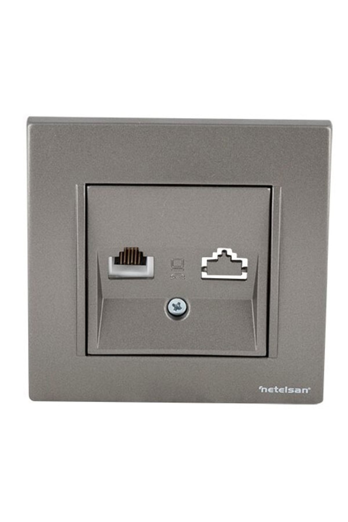 Netelsan Byobu Antrasit Tekli Data Prizi (Rj45 Cat6) Çerçeveli