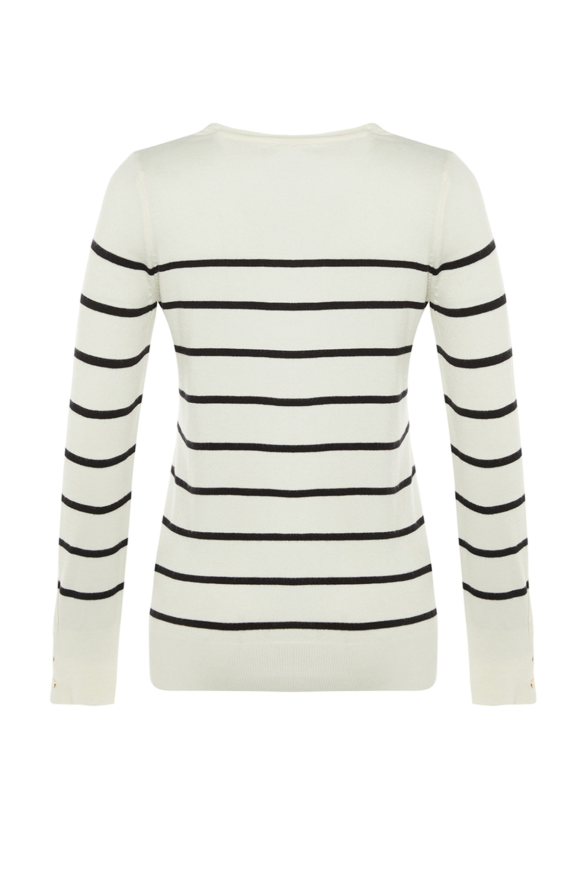 Trendyolmilla  Ekru Premium İplik / Özel İplik Çizgili Triko Kazak TWOAW23KZ01693 - Görsel 6