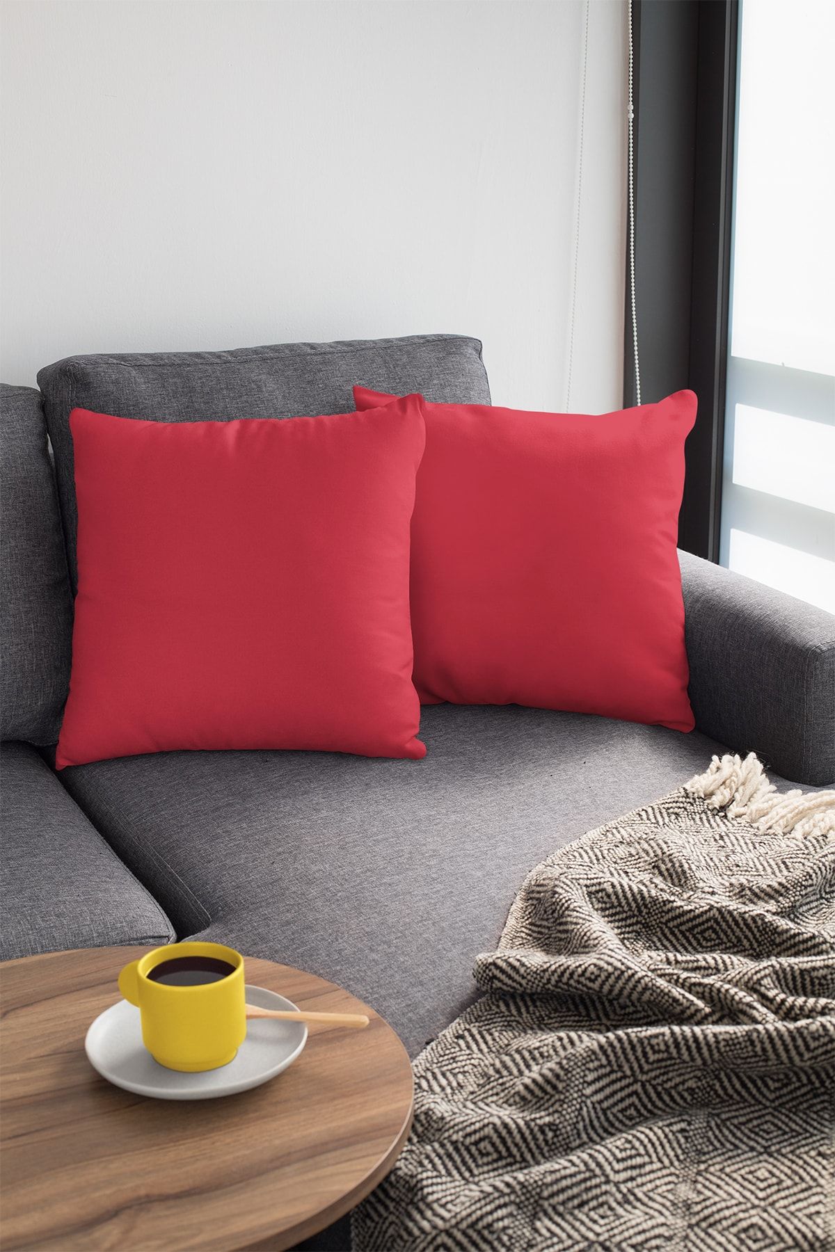 Plain red deals cushions