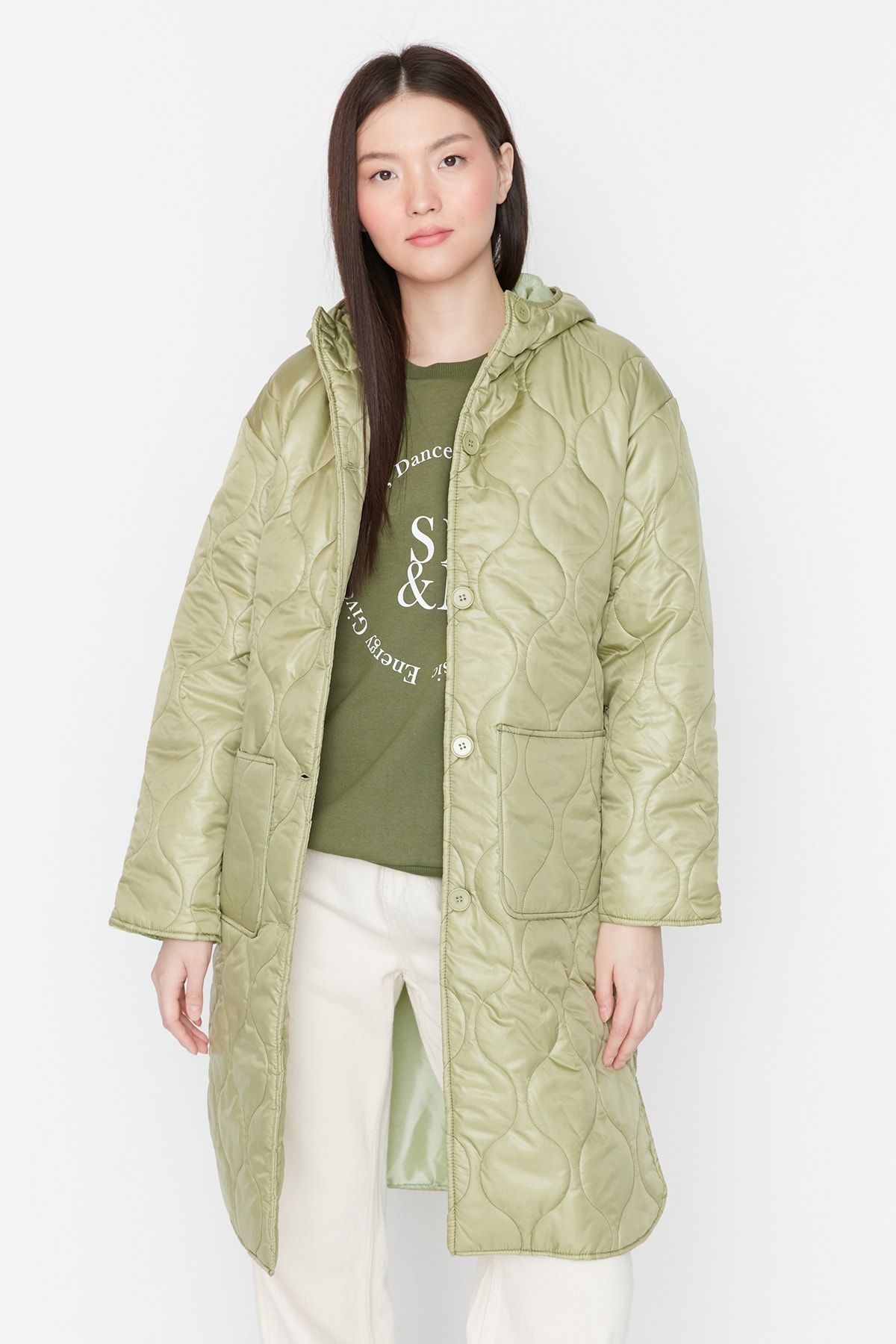 Trendyol Collection Winterjacke Khaki Basic Fast ausverkauft