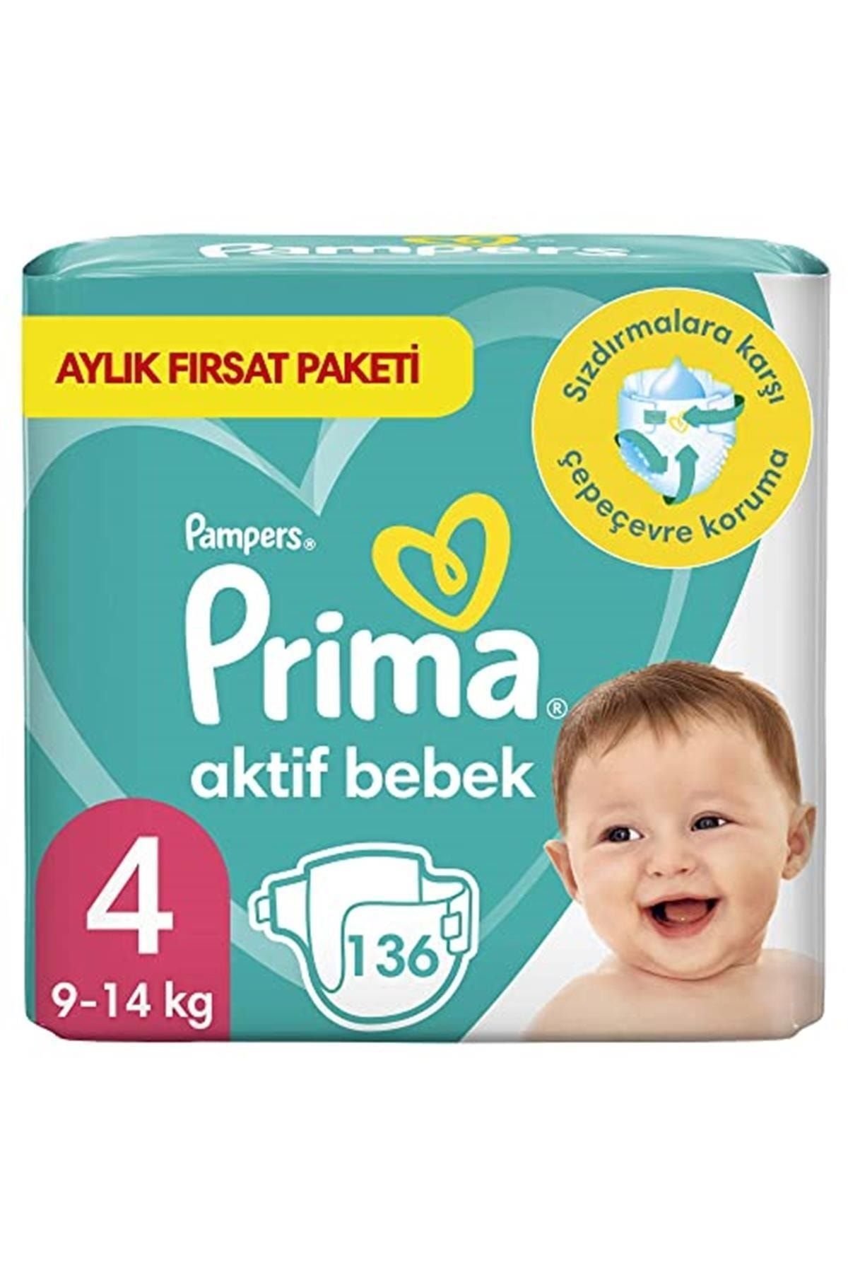 Prima Bebek Bezi Aktif Bebek 4 Beden 136 Adet Aylık Fırsat Paketi
