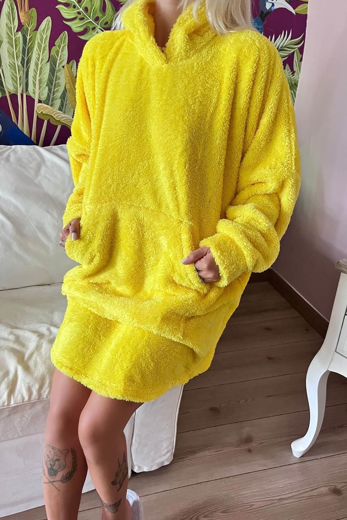Yellow fluffy clearance hoodie