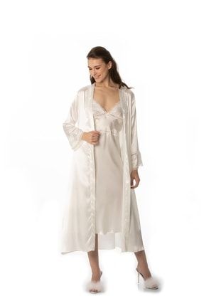 Saten Gecelik Sabahlık Pijama Takım Şort Takım 6'lı Çeyiz Seti - 6960 crdn6960