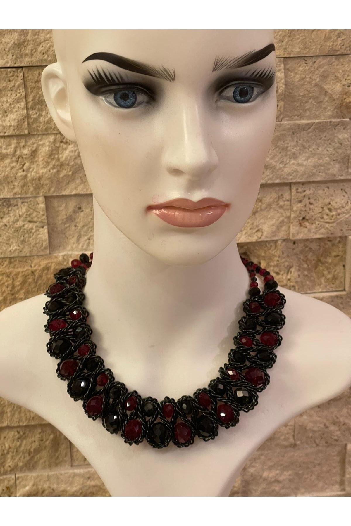G n lden Tasar m Special Design Black Claret Red Glass Bead Hurrem Necklace