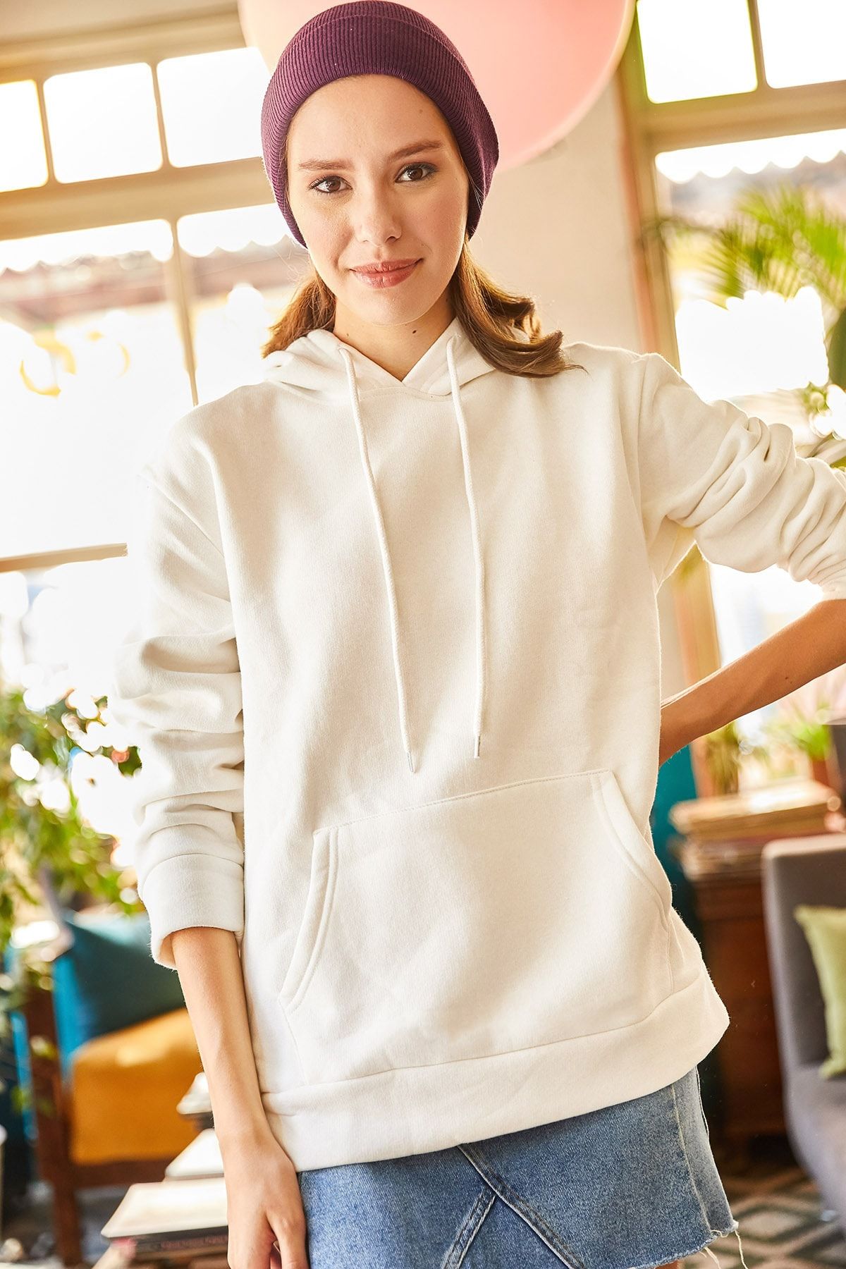 Olalook Sweatshirt Ecru Oversized Fast ausverkauft