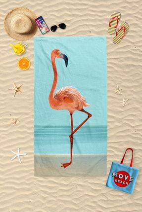 Desenli Plaj Havlusu, Banyo Havlusu Mh-flamingo2022