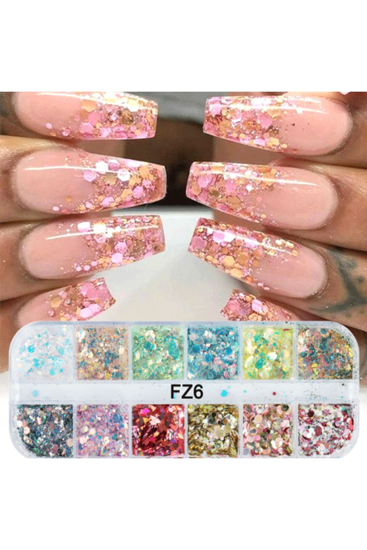 Beauty Box 12'li Glitter Set Nail Art Resin Art Tırnak Süsleme Kalıcı Oje  Protez Tırnak Süsleme Göz Makyajı Fiyatı, Yorumları - Trendyol