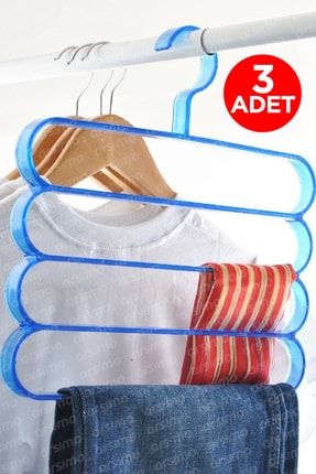 (3 ADET) Dolap Içi 4 Katlı Plastik Elbise Pantolon Eşarp Şal Askısı | 4 Katlı Pratik Askı ARS-PB-112-3