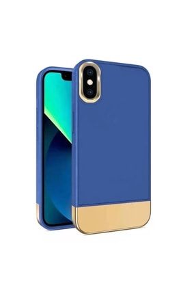 Apple Iphone Xs Uyumlu Kılıf Gold Stil Silikon Kılıf Mavi 3575-m283