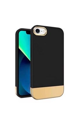 Iphone Se 2022 Uyumlu Kılıf Gold Stil Silikon Kılıf Siyah 3575-m2594