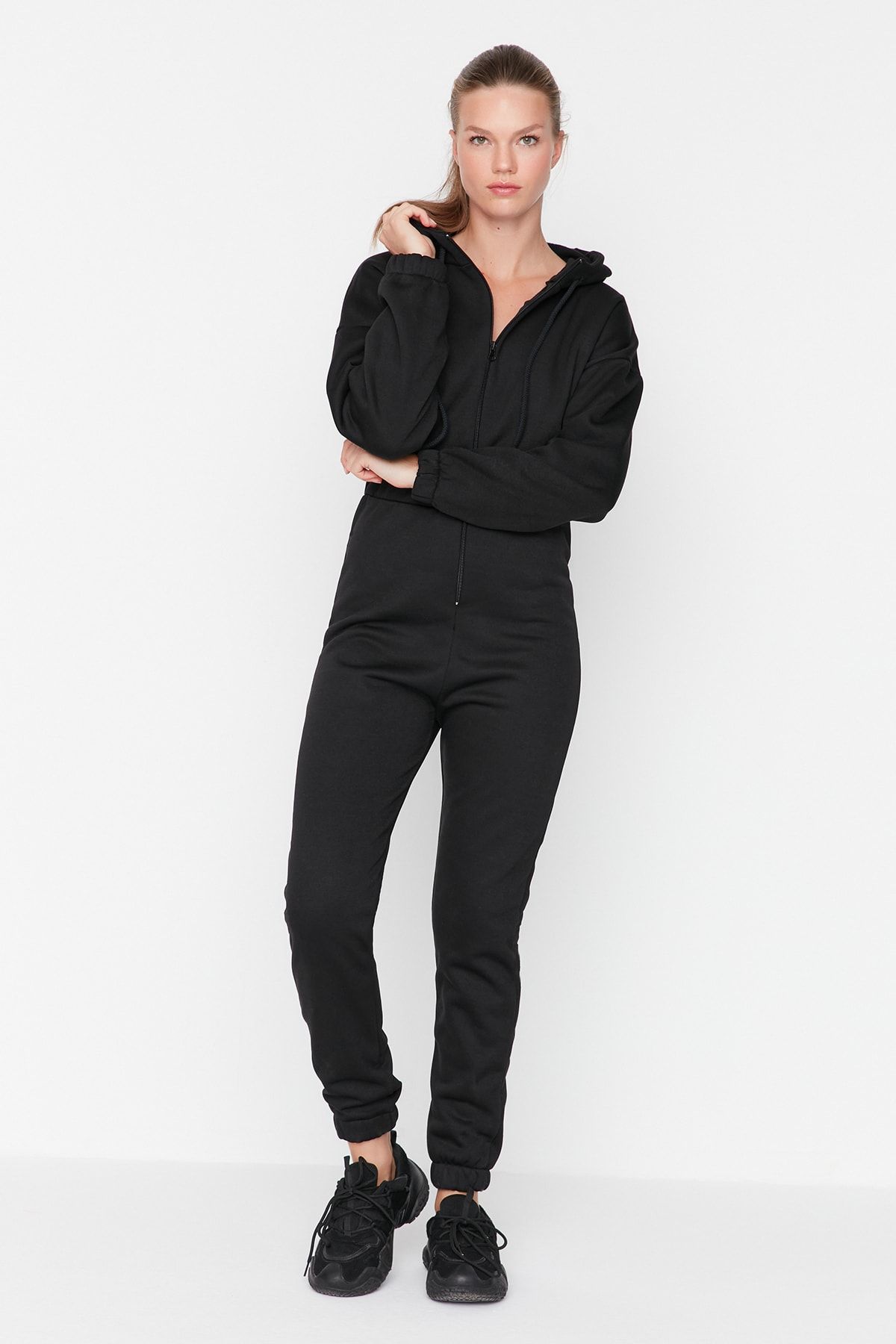 Black tracksuit jumpsuit online