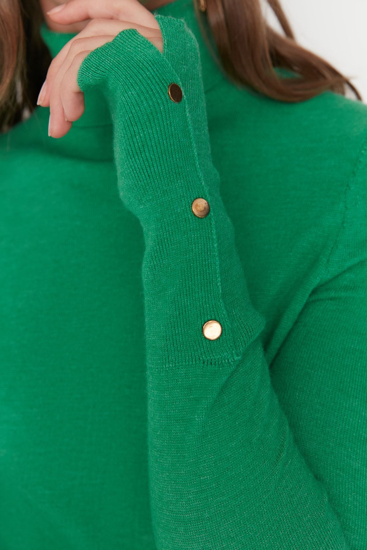 Trendyol Collection-Pulover de tricotaj de bază din fire premium verde smarald / fire speciale TWOAW23KZ01514 4