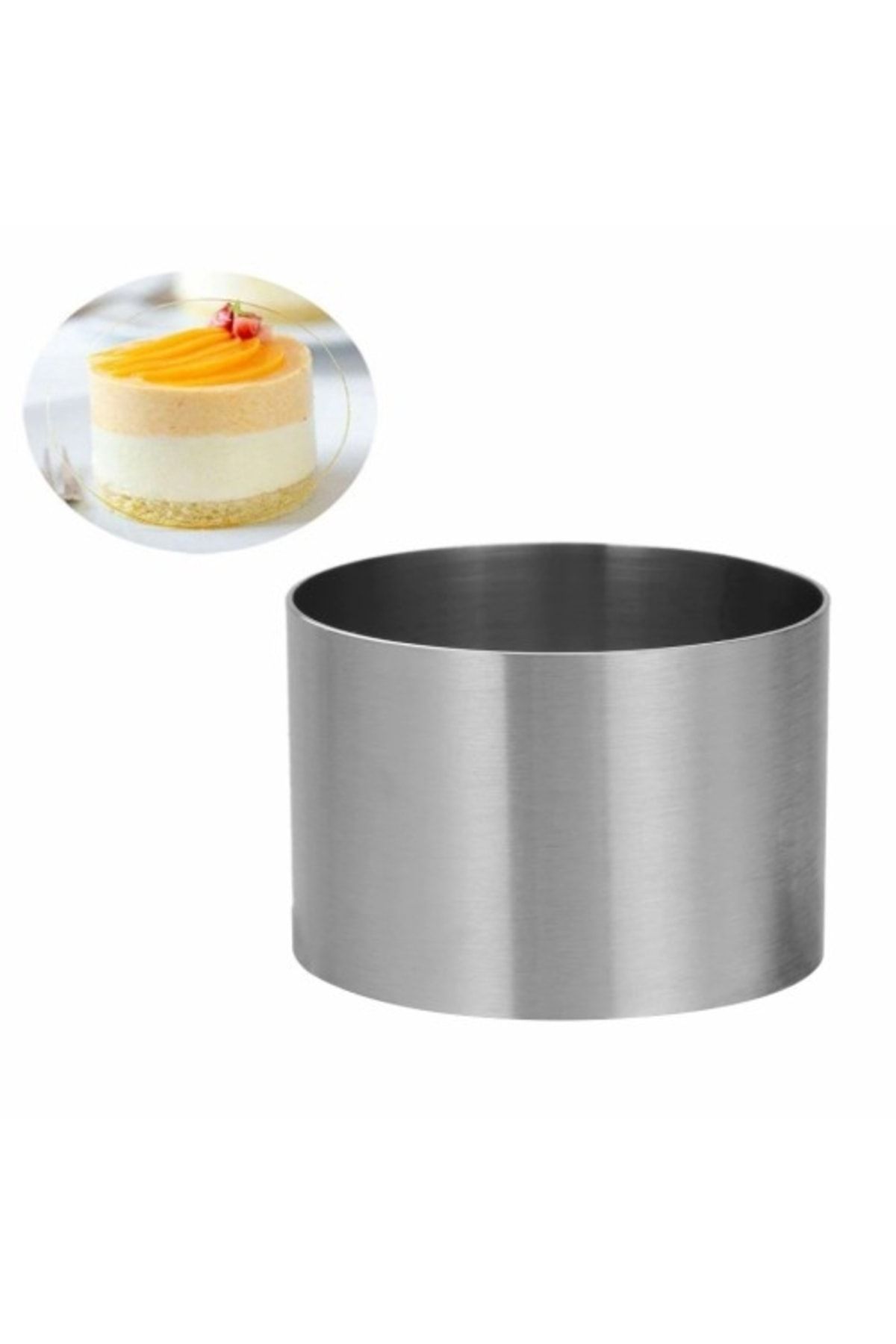 öztürkler-Parfe Stainless Steel Circle Round Single Pie Cake Mold Argon 10x6cm 2