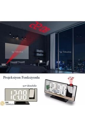 Dijital Led Işıklı Aynalı Projeksiyonlu Masaüstü Saat Alarmlı 74563242