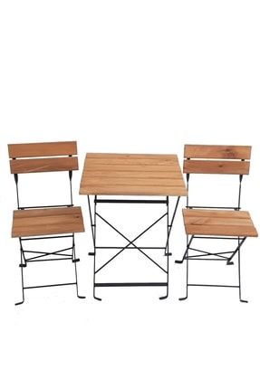 Ahşap Katlanır Masa Sandalye Bahçe Balkon Mutfak Takımı 2 Sandalye 1 Masa Ikea Tipi Bistro Takım ZDKT0001