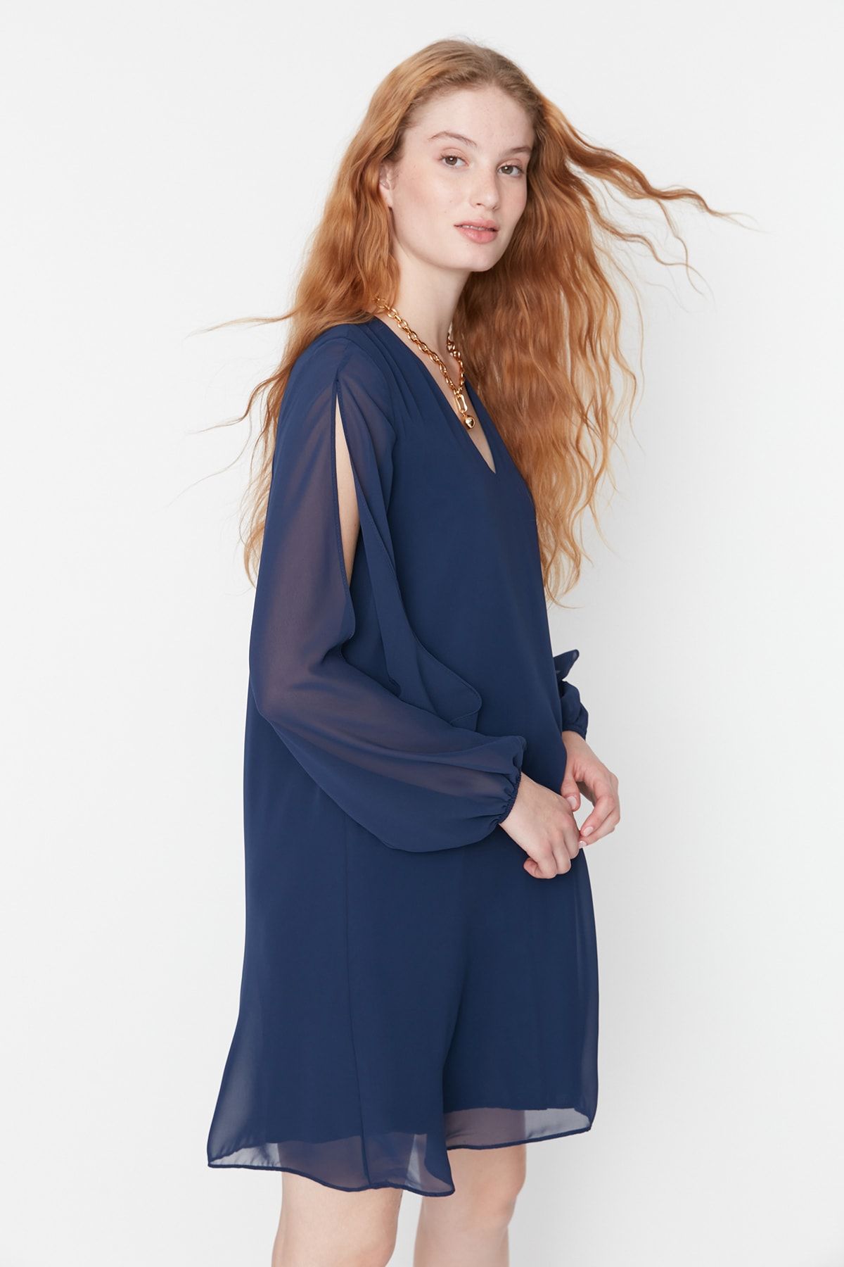 Dark blue chiffon on sale dress