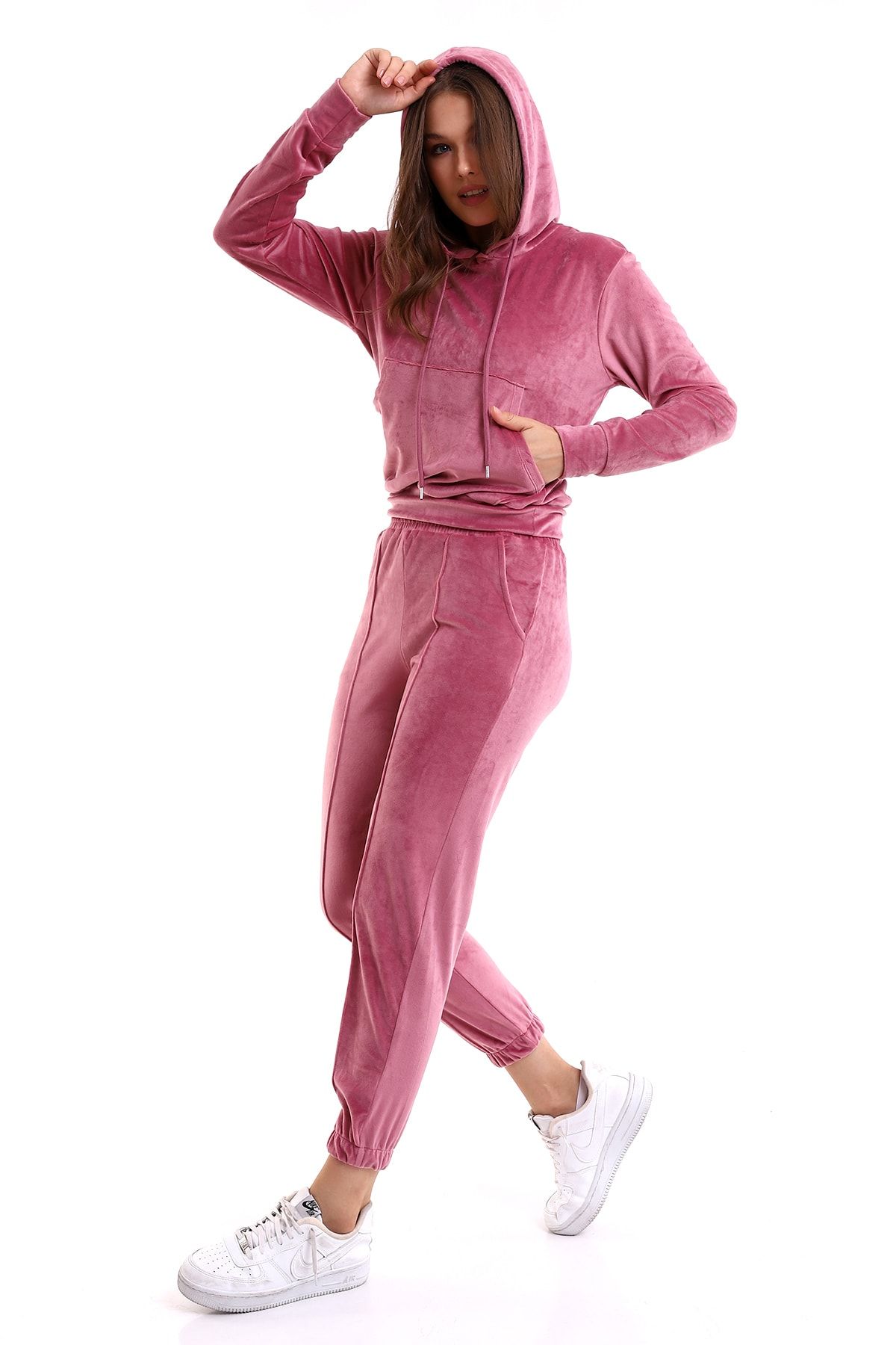 Pink velvet deals tracksuit set