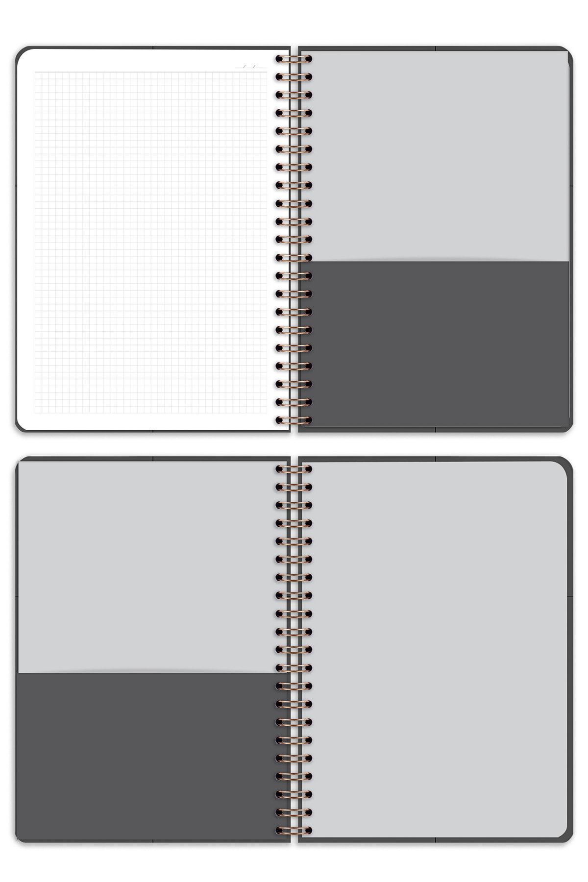 Matt Notebook-دفتر ملاحظات ذو غلاف صلب حلزوني مرن مقاس 20 × 28 سم مقاس A4 ذو مربعات 7