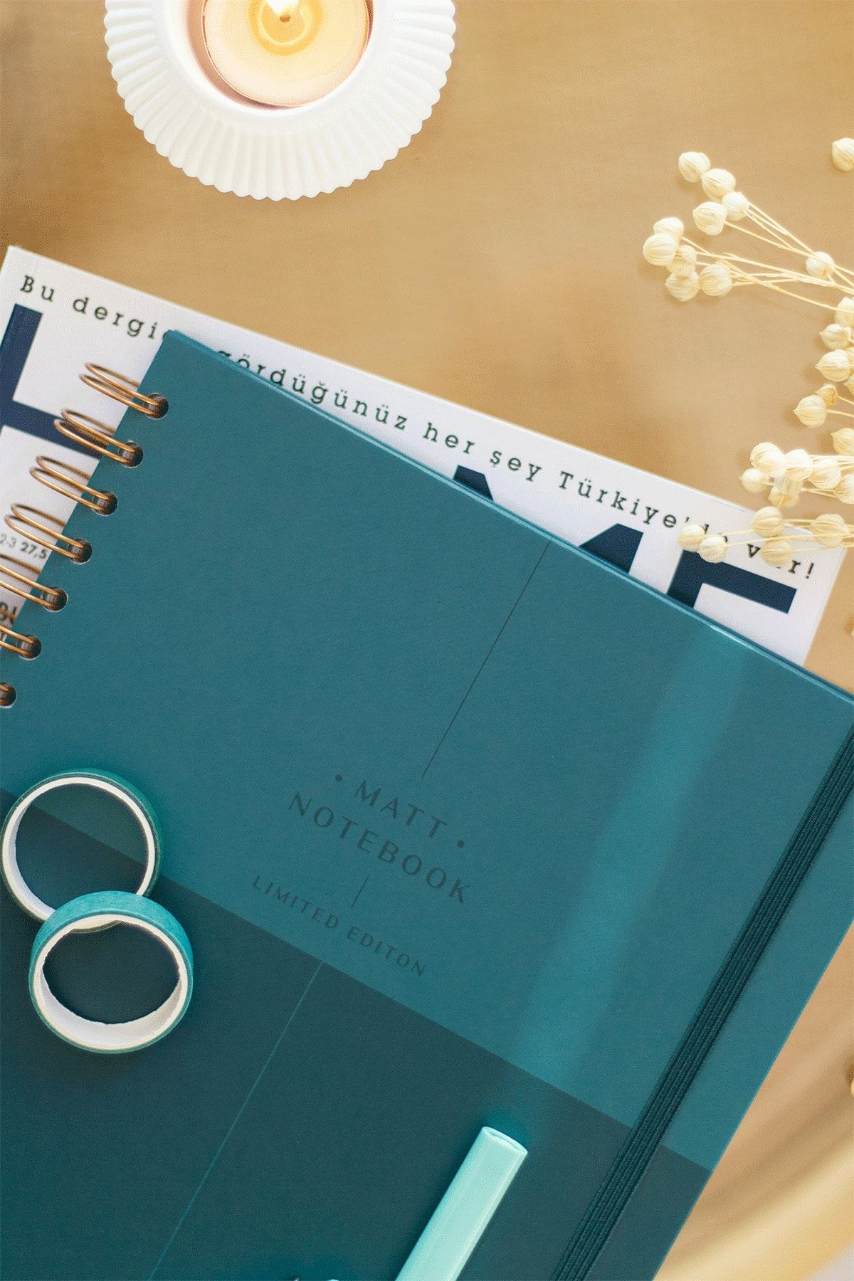 Matt Notebook-دفتر ملاحظات ذو غلاف صلب حلزوني مطاطي مقاس 20 × 28 سم مقاس A4 مسطر 3