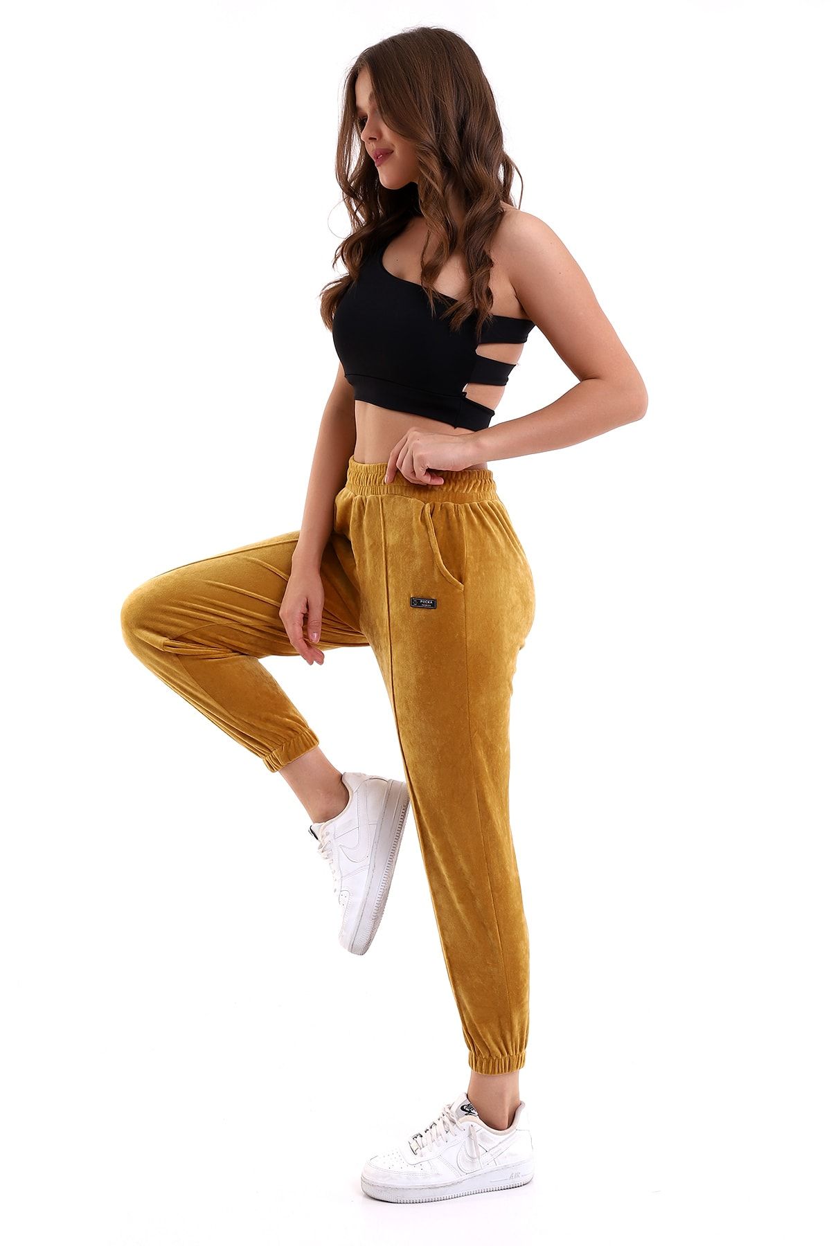 Yellow velvet discount tracksuit