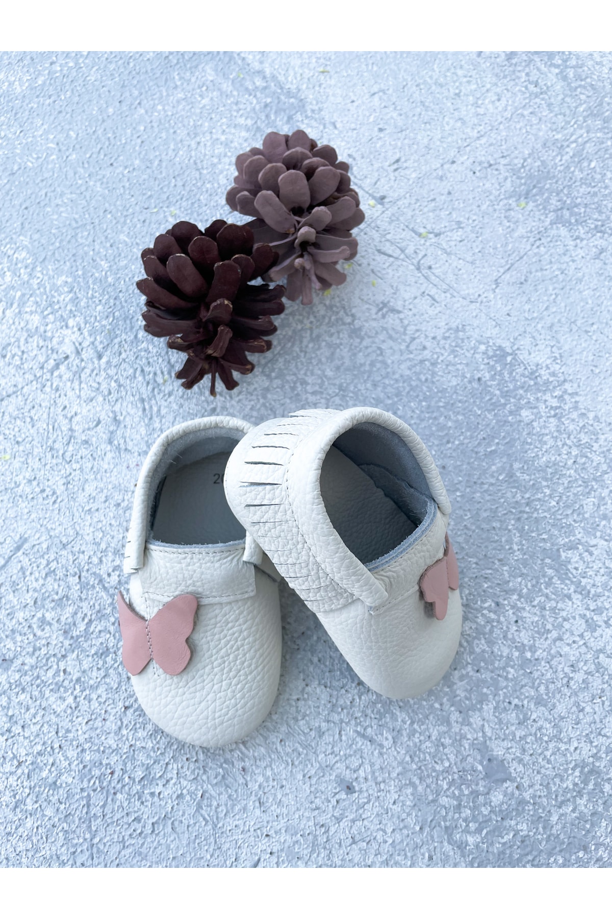 sanabirkutu Hakiki Deri Makosen Beyaz Bebek Ayakkabı Bebek Patik