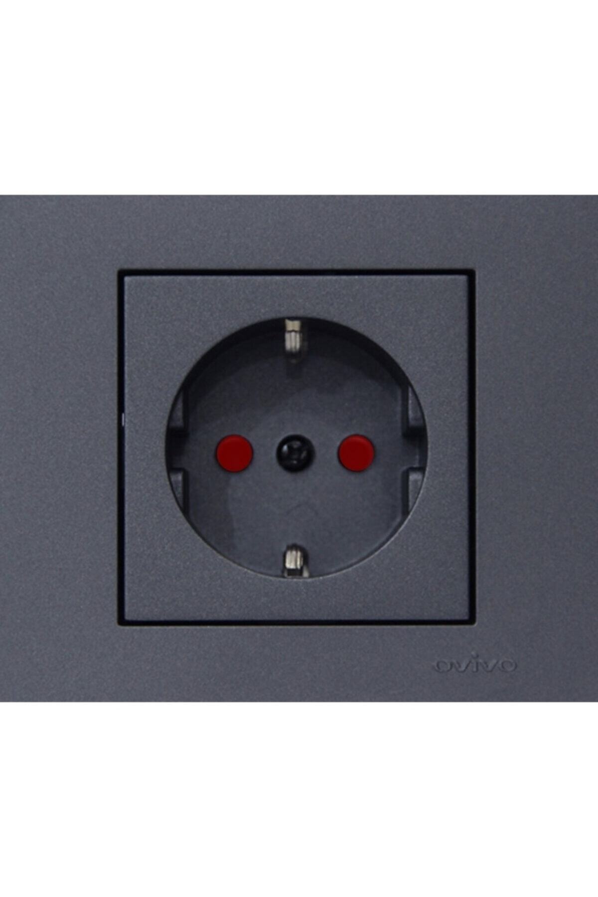 OVİVO Grano Füme Çocuk Korumalı Topraklı Priz+ Çerçeve