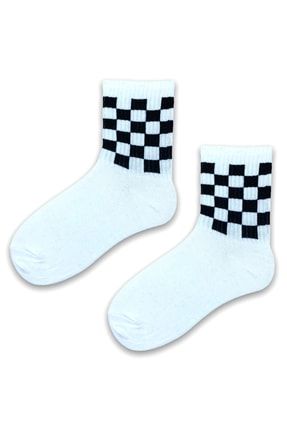 Erkek Çorap Soket Uzun Corap Kadın Havlu Beyaz Desenli Çoraplar 4 Adet SS-426