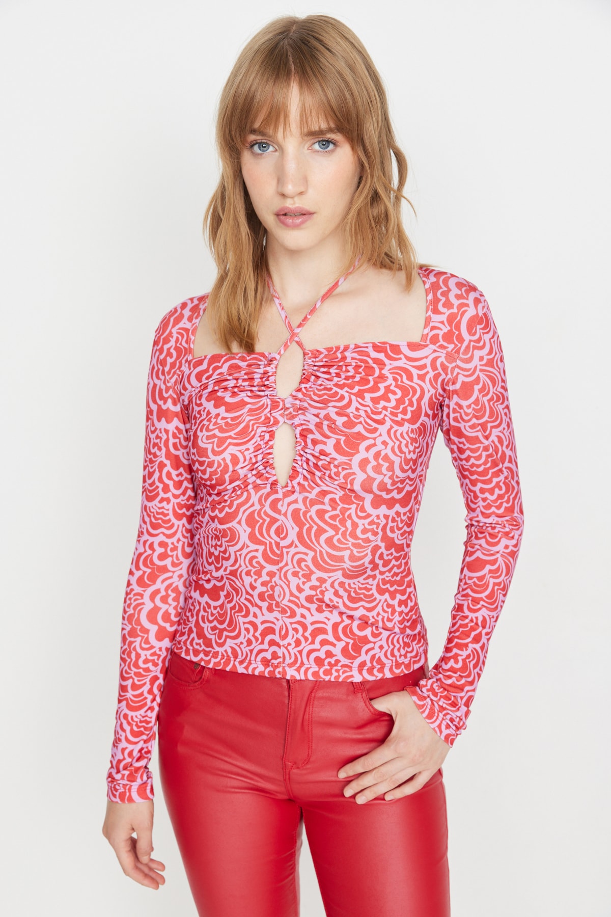 Trendyol Collection Bluse Rosa Slim Fit