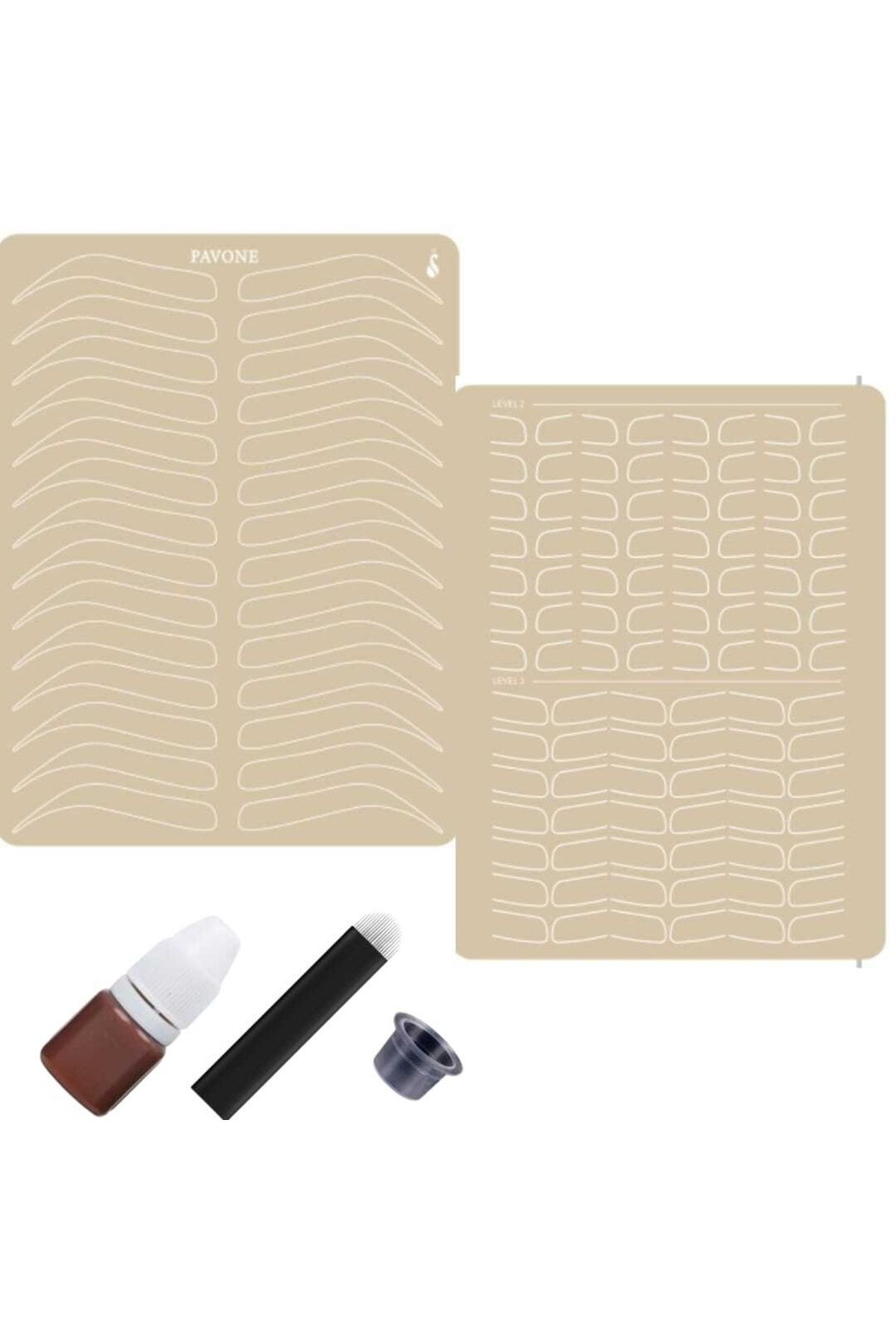 Pavone-Microblading Eyebrow Work Leather - Including Eyebrow Latex Practical Pigment Needle in Set 1