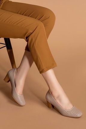 Kadın Vizon Hakiki Deri Klasik Topuklu Ayakkabı ŞHN.242Y