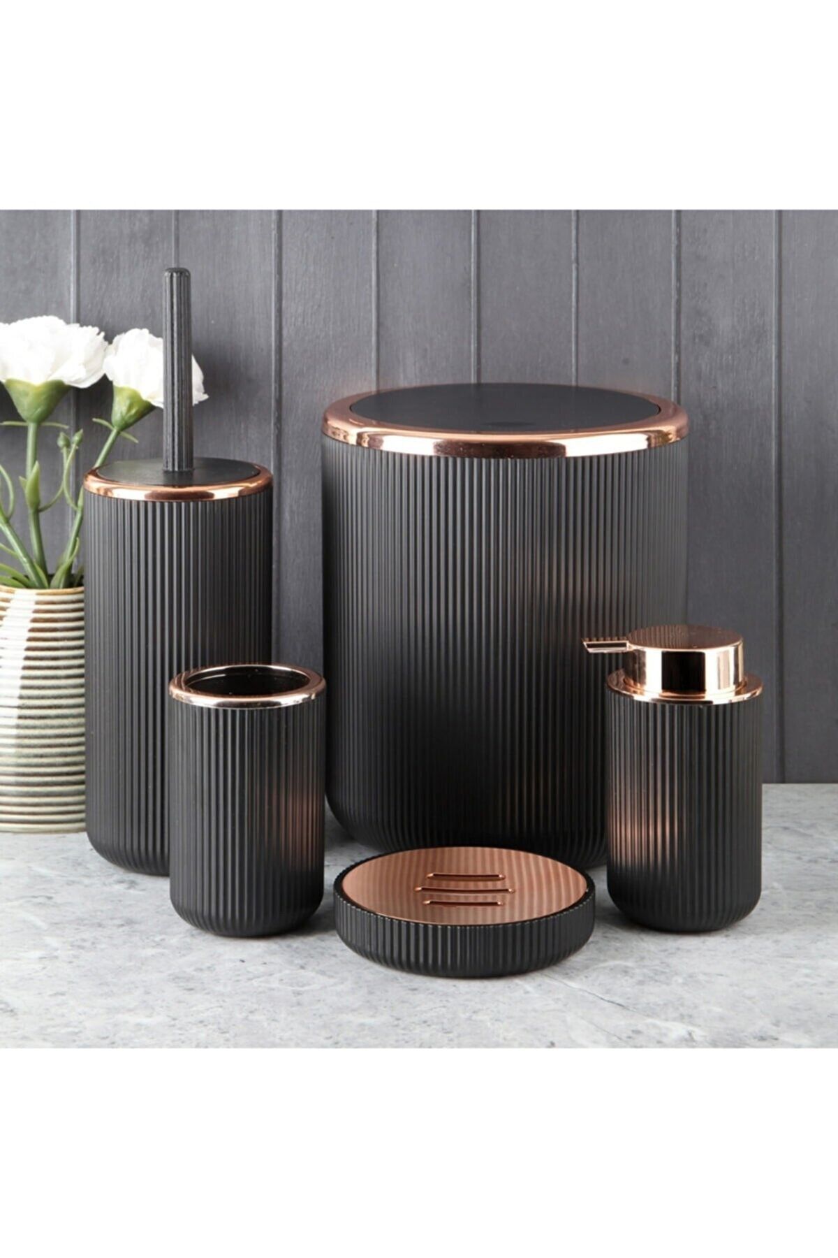 Rogen Home Lısbone 5li Banyo Seti Black Rosegold