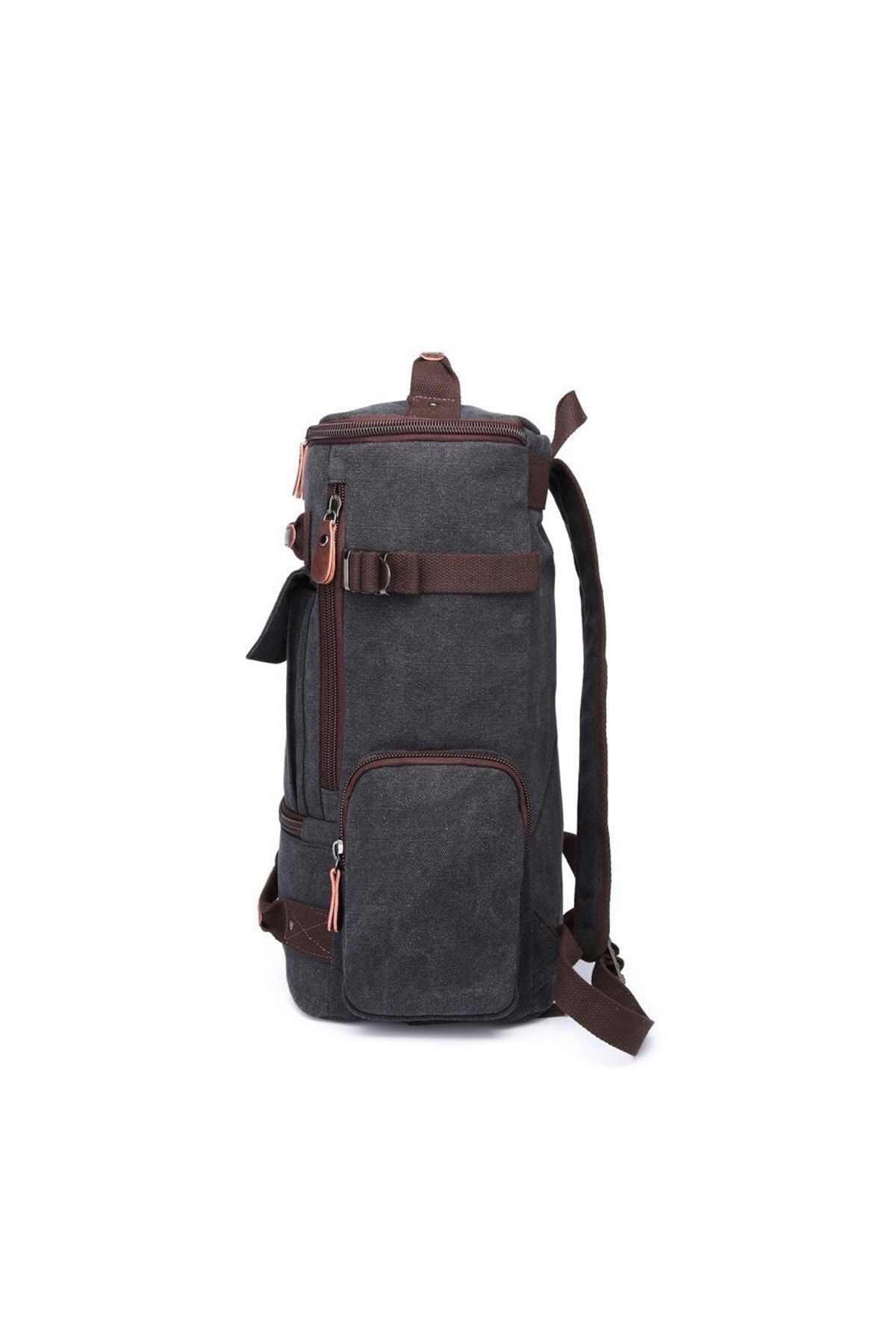 C-Active 1258 Büyük Boy Erkek Sırt Çantası Kanvas Kumaş - Siyah