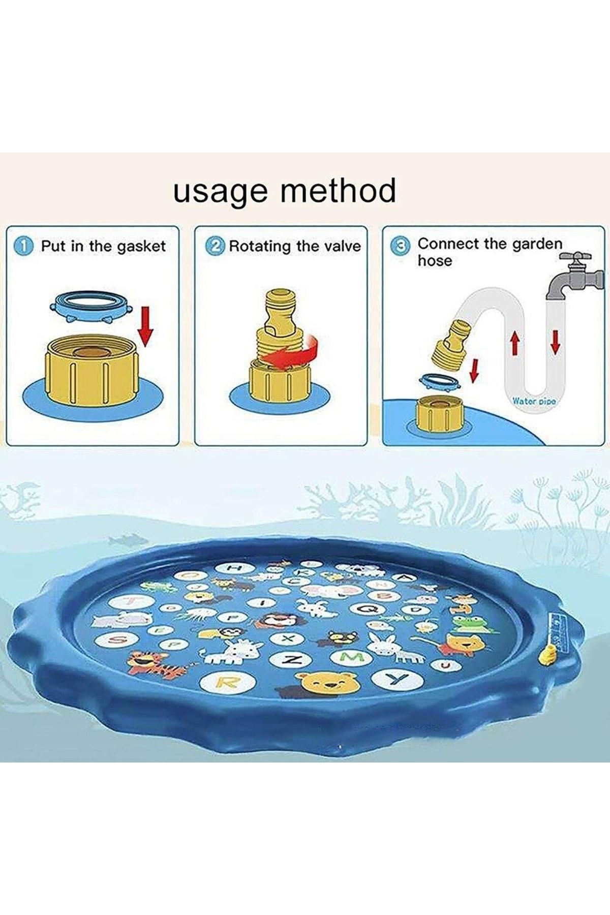 Zigver Fıskıyeli Su Fışkırtan Oyun Matı Su Havuzu Su Kaydırağı 170 Cm fotoğrafı 6 (önizleme)