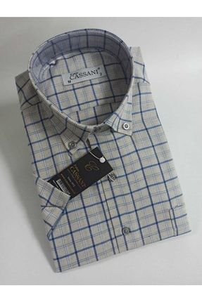 Klasik Kesim Yazlık Kısa Kol Pamuk Polyester Erkek Gömleği kısakol14
