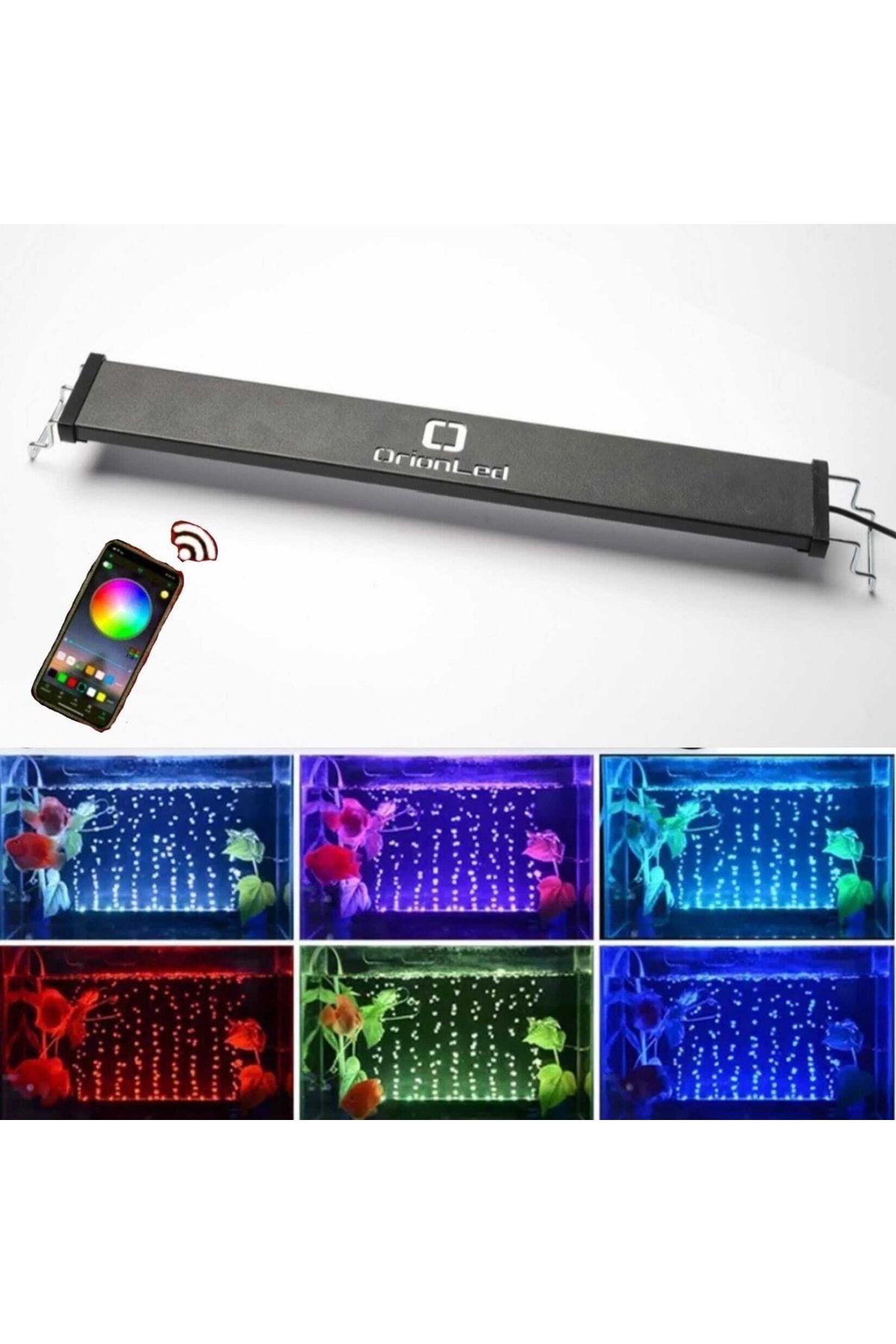 ORİONLED Bluetooth Telefon Kontrollü Rgb Akvaryum Led Aydınlatma 50 Serisi - 60-65 Cm Akv. Için