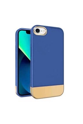 Iphone 8 Uyumlu Kılıf Gold Stil Silikon Kılıf Mavi 3575-m180