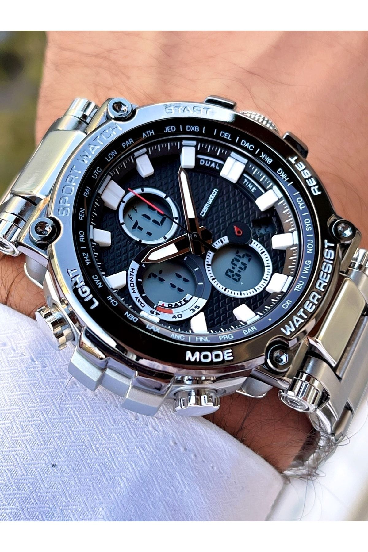 Comwatch Çelik Kordon Analog & Dijital Erkek Kol Saati