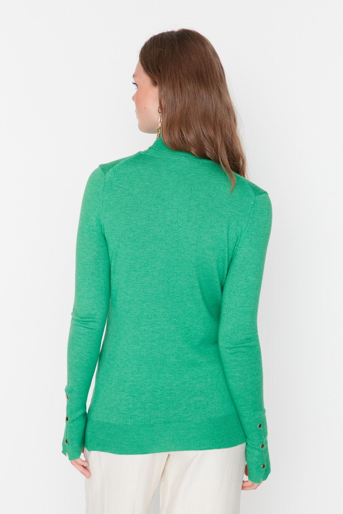 Trendyol Collection-Pulover de tricotaj de bază din fire premium verde smarald / fire speciale TWOAW23KZ01514 5