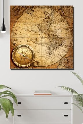 Vintage Dünya Haritası Kanvas Tablo TAM-P1-202204-0033