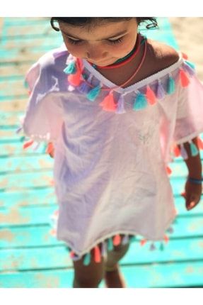 Kız Çocuk Pembe Yazlık Püsküllü Pareo LT2022P01