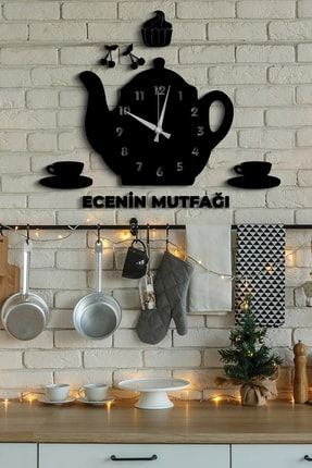 Demlik Güzel Mutfağım Yazılı Dekoratif Duvar Saati BMDD-059