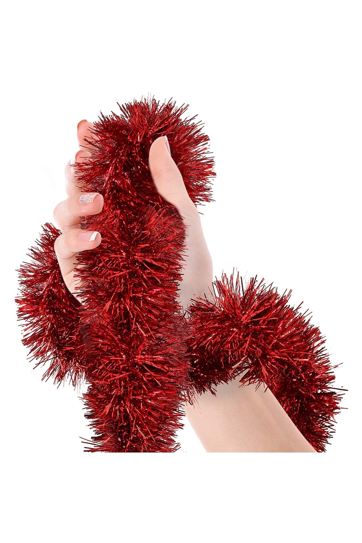 Huzur Party Store Kırmızı Yılbaşı Garland Doğum Günü Simi Çam Ağacı Süsü 7x200 Cm Boyuna Asılan Boyna Süsleme Sim