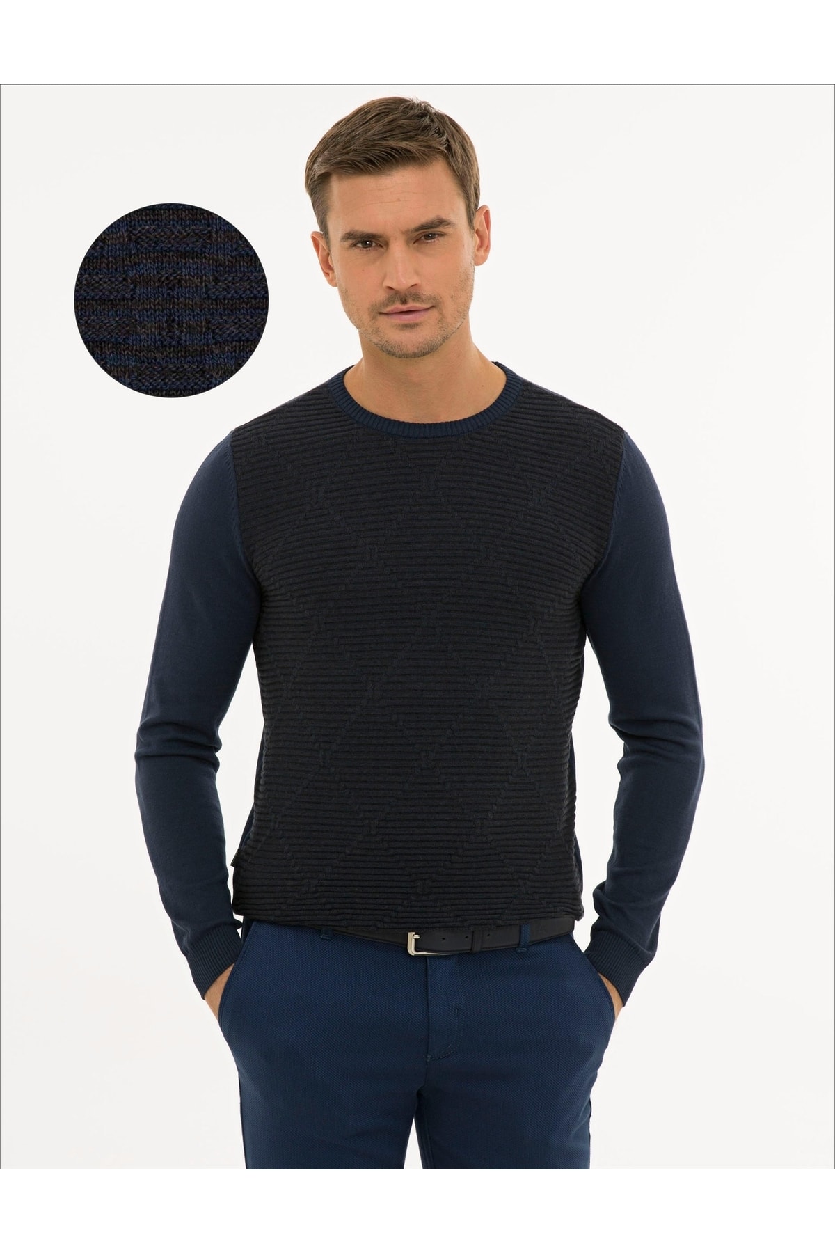 پیر کاردین ژاکت بافتنی اسلیم فیت سرمه‌ای