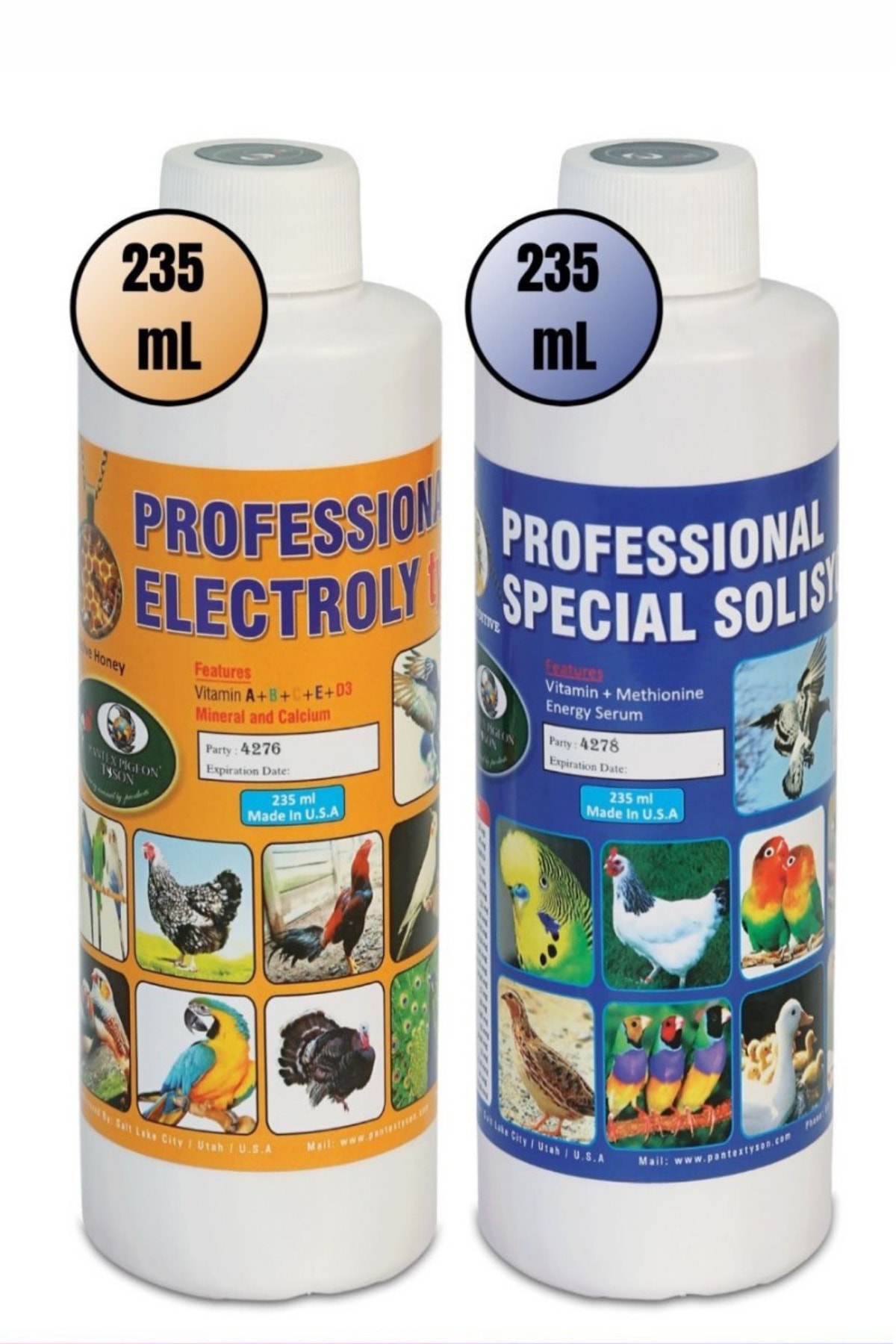 Tyson Pantex Pigeon Electroly 235 ml + Special 235 ml / Ikili Vitamin - Tüm Kuşlar Için