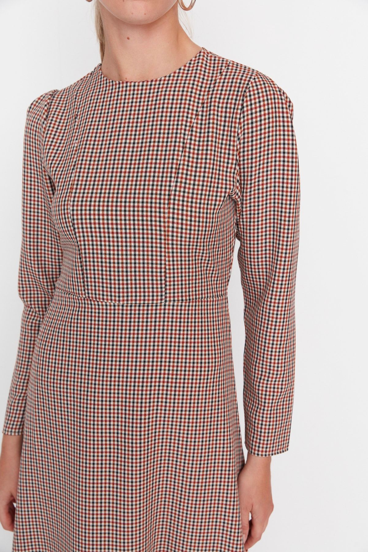 Trendyol Modest Kleid Braun A-Linie YB7279