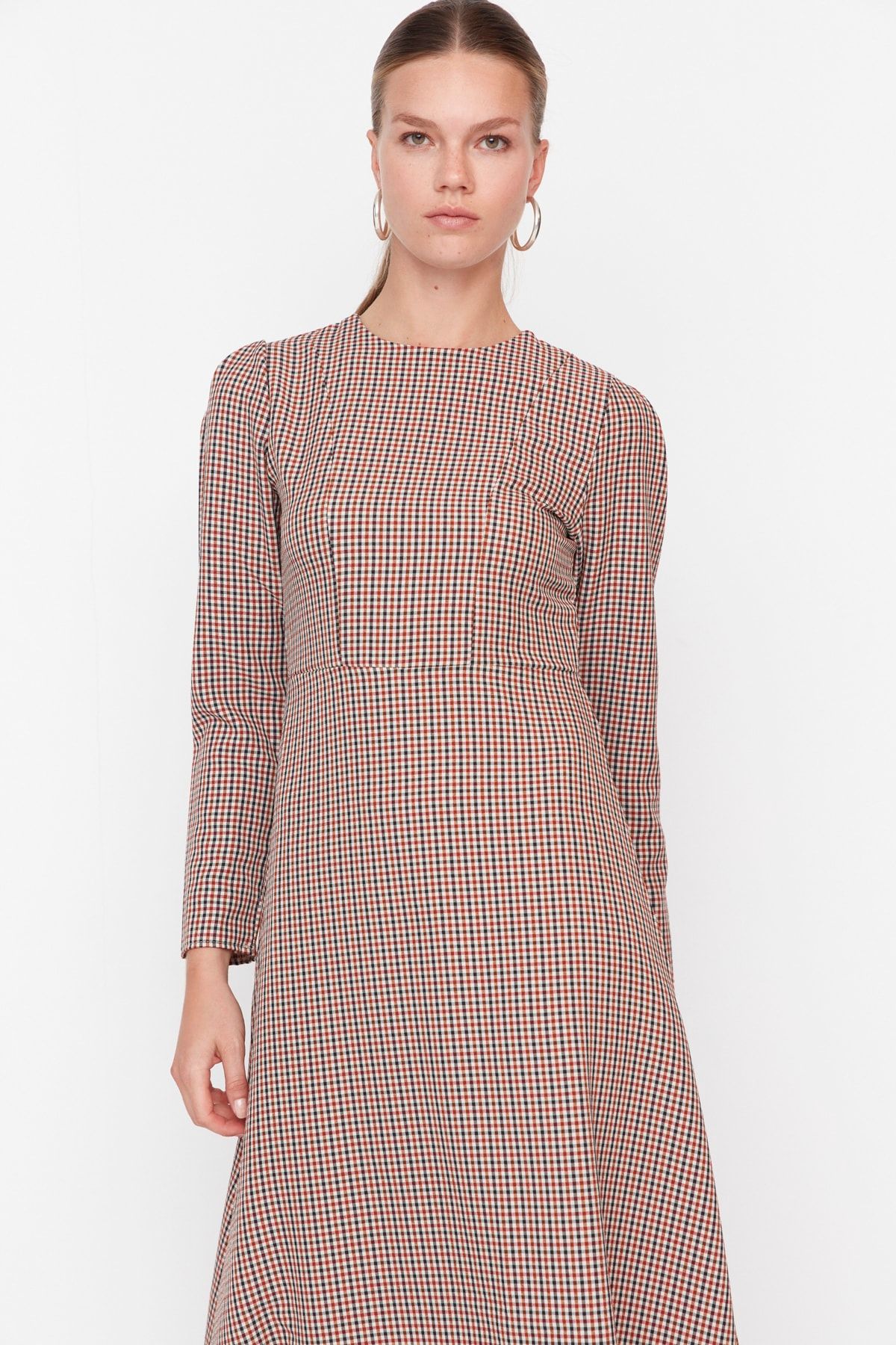 Trendyol Modest Kleid Braun A-Linie YB7279