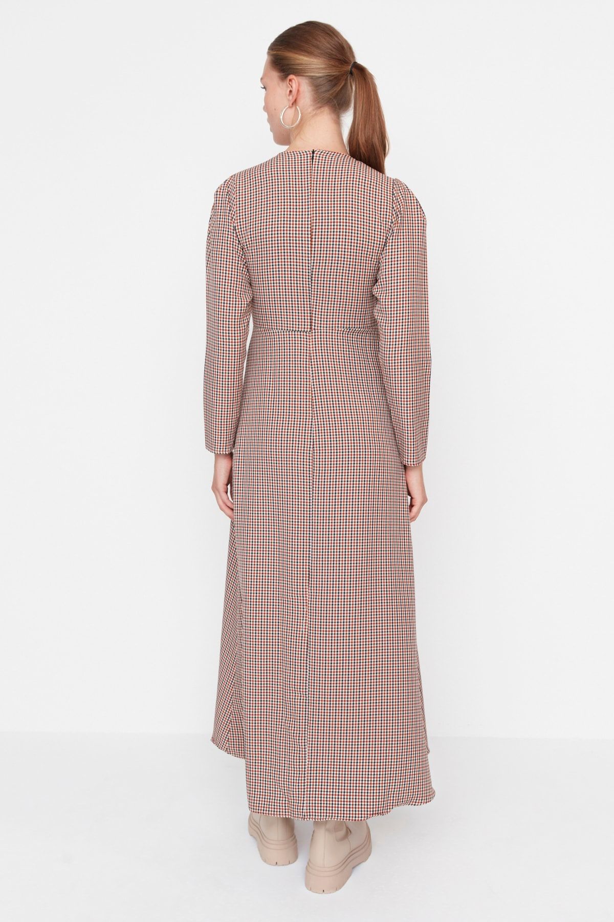 Trendyol Modest Kleid Braun A-Linie YB7279
