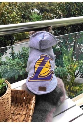 Kedi Köpek Kıyafeti & Elbisesi Kapüşonlu Model Los Lakers [ M Beden] bscatLLakersM