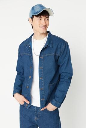 TRENDYOL MAN Erkek Mavi Regular Fit Denim Kot Ceket TMNAW23CE00011